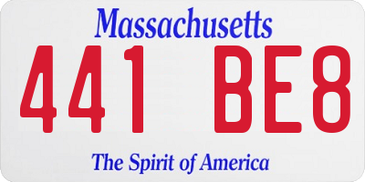 MA license plate 441BE8