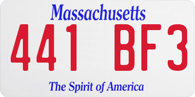 MA license plate 441BF3