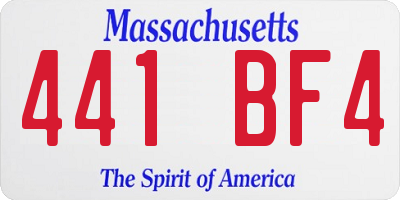 MA license plate 441BF4