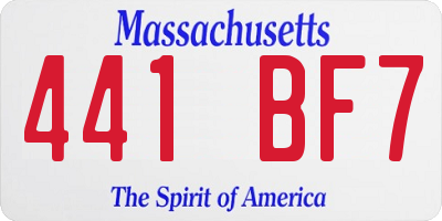 MA license plate 441BF7
