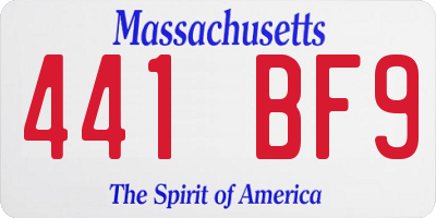 MA license plate 441BF9