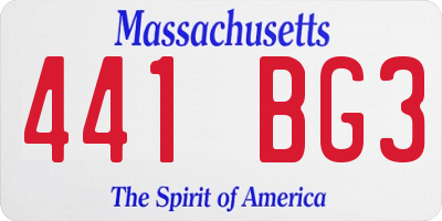 MA license plate 441BG3