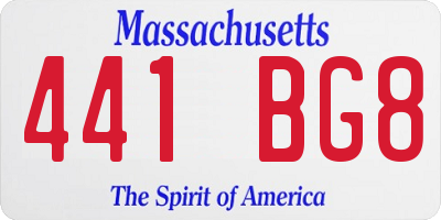 MA license plate 441BG8