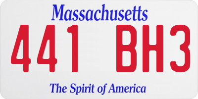 MA license plate 441BH3