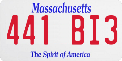 MA license plate 441BI3