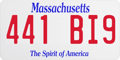 MA license plate 441BI9