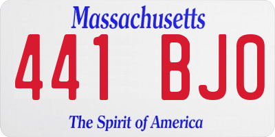 MA license plate 441BJ0