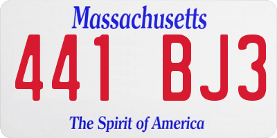 MA license plate 441BJ3