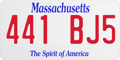 MA license plate 441BJ5