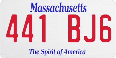 MA license plate 441BJ6