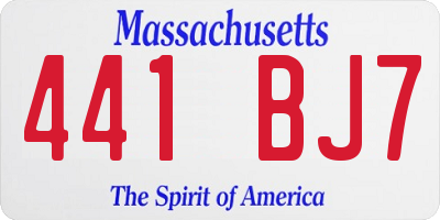 MA license plate 441BJ7