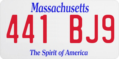 MA license plate 441BJ9