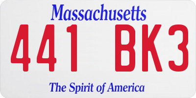 MA license plate 441BK3
