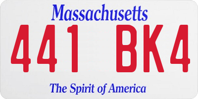 MA license plate 441BK4