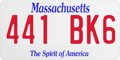 MA license plate 441BK6