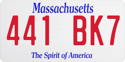 MA license plate 441BK7