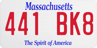 MA license plate 441BK8