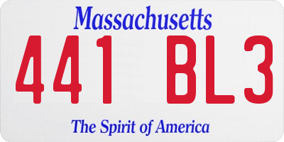 MA license plate 441BL3