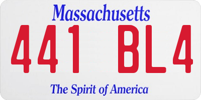 MA license plate 441BL4