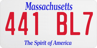 MA license plate 441BL7