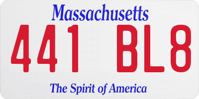 MA license plate 441BL8