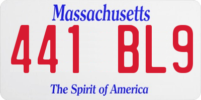 MA license plate 441BL9