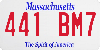 MA license plate 441BM7