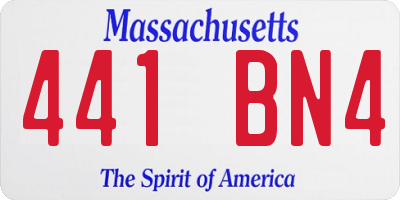 MA license plate 441BN4