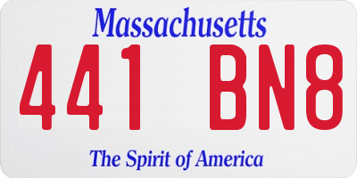 MA license plate 441BN8