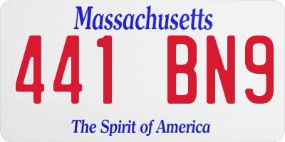MA license plate 441BN9