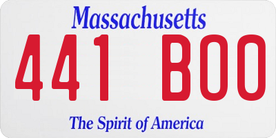 MA license plate 441BO0