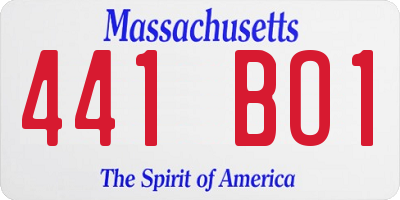 MA license plate 441BO1