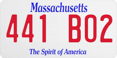 MA license plate 441BO2