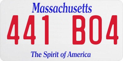 MA license plate 441BO4