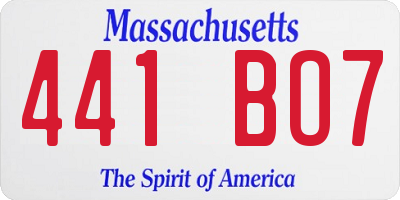 MA license plate 441BO7