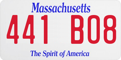 MA license plate 441BO8