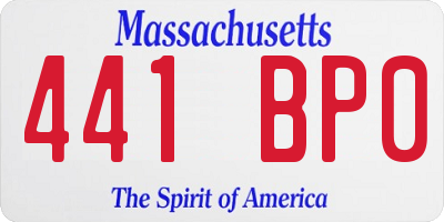 MA license plate 441BP0
