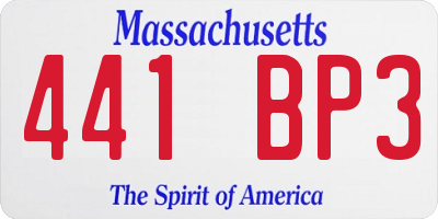 MA license plate 441BP3