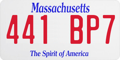 MA license plate 441BP7