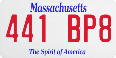 MA license plate 441BP8