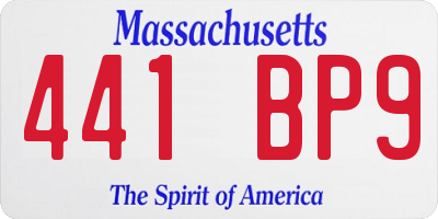 MA license plate 441BP9