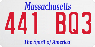 MA license plate 441BQ3