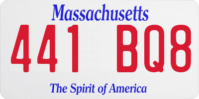 MA license plate 441BQ8