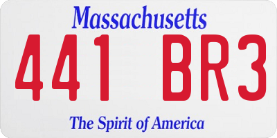 MA license plate 441BR3