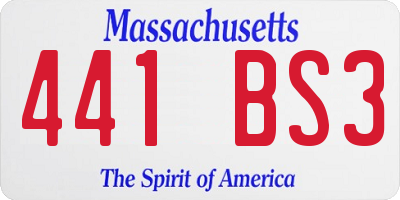 MA license plate 441BS3