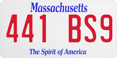 MA license plate 441BS9