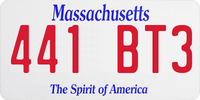 MA license plate 441BT3