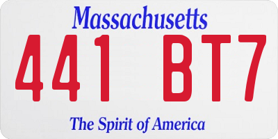MA license plate 441BT7