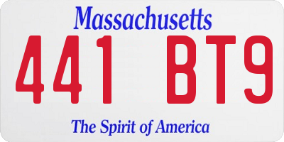 MA license plate 441BT9