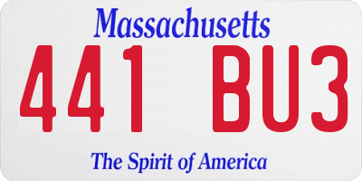 MA license plate 441BU3